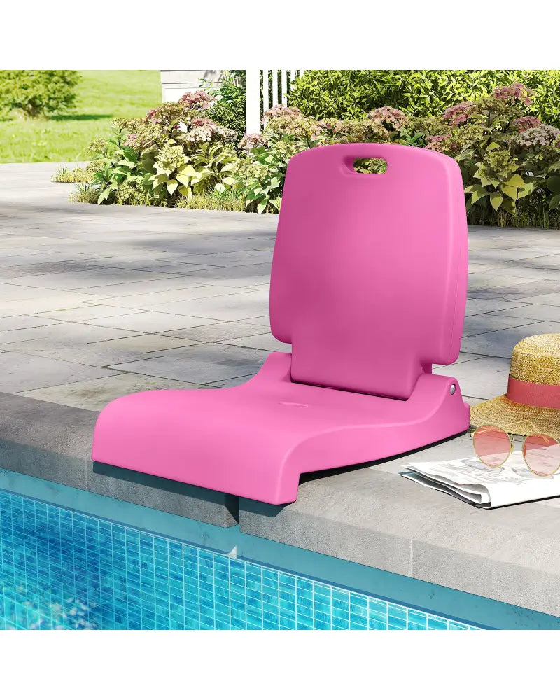 Foldable Outdoor Pool Chair with Handle and Back Support-Pink - Pink - Beach & Lawn Chairs