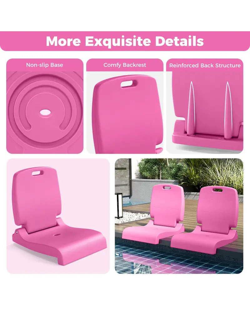 Foldable Outdoor Pool Chair with Handle and Back Support-Pink - Pink - Beach & Lawn Chairs