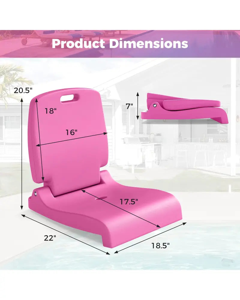 Foldable Outdoor Pool Chair with Handle and Back Support-Pink - Pink - Beach & Lawn Chairs
