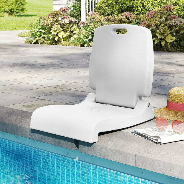 Foldable Outdoor Pool Chair with Handle and Back Support-White - White - Beach & Lawn Chairs