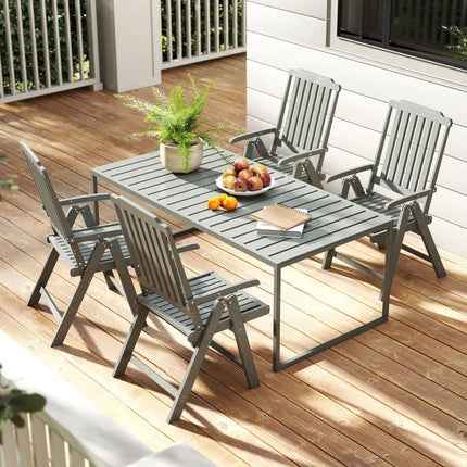 Foldable Patio Chair All-Weather HDPE Outdoor Dining Chair with Armrest-Gray - Gray - Patio Dining Chairs