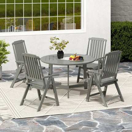 Foldable Patio Chair All-Weather HDPE Outdoor Dining Chair with Armrest-Gray - Gray - Patio Dining Chairs