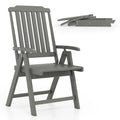 Foldable Patio Chair All-Weather HDPE Outdoor Dining Chair with Armrest-Gray - Gray - Patio Dining Chairs