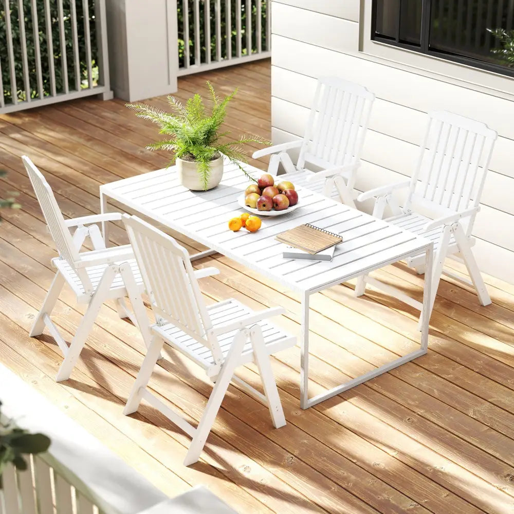 Foldable Patio Chair All-Weather HDPE Outdoor Dining Chair with Armrest-White - White - Patio Dining Chairs