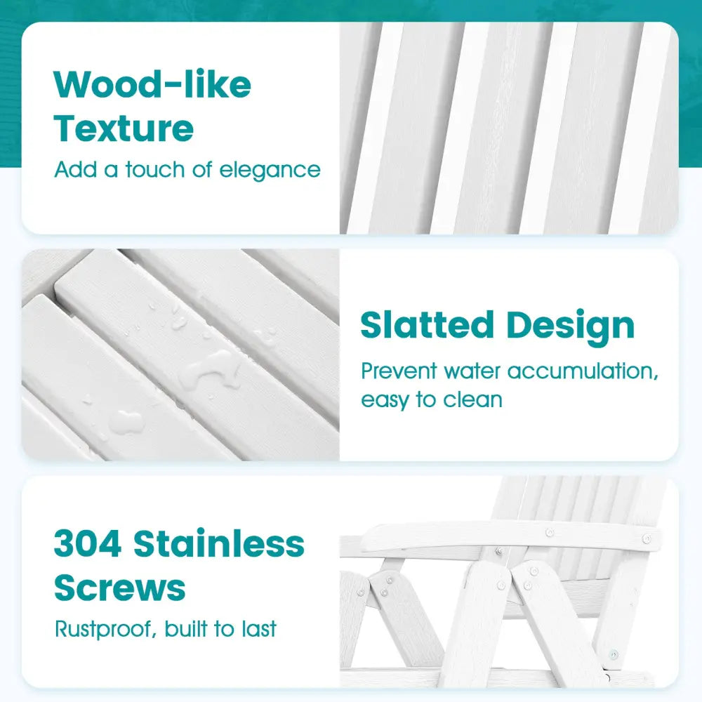 Foldable Patio Chair All-Weather HDPE Outdoor Dining Chair with Armrest-White - White - Patio Dining Chairs