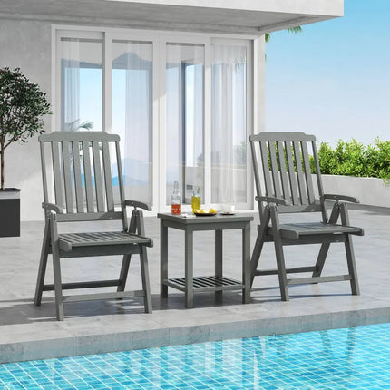 Foldable Patio Chair All-Weather HDPE Outdoor Dining Chair with Armrest-Gray - Gray - Patio Dining Chairs