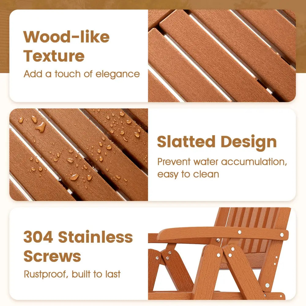Foldable Patio Chair All-Weather HDPE Outdoor Dining Chair with Armrest-Brown - Brown - Patio Dining Chairs