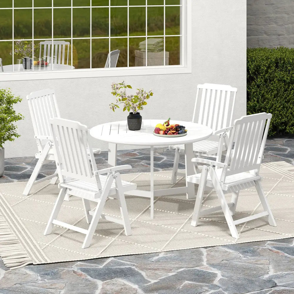 Foldable Patio Chair All-Weather HDPE Outdoor Dining Chair with Armrest-White - White - Patio Dining Chairs