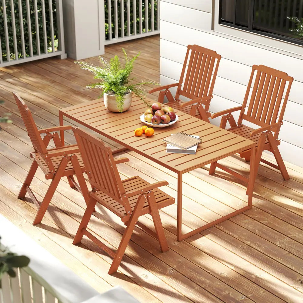 Foldable Patio Chair All-Weather HDPE Outdoor Dining Chair with Armrest-Brown - Brown - Patio Dining Chairs