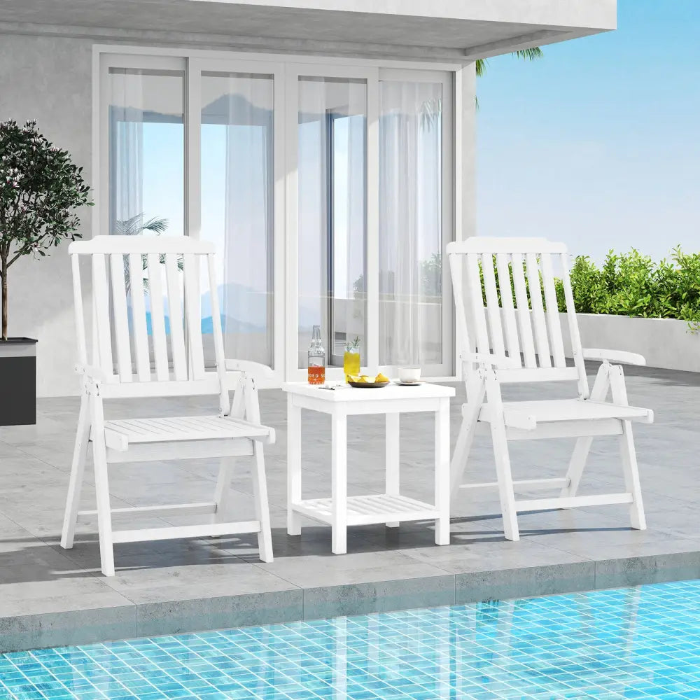 Foldable Patio Chair All-Weather HDPE Outdoor Dining Chair with Armrest-White - White - Patio Dining Chairs