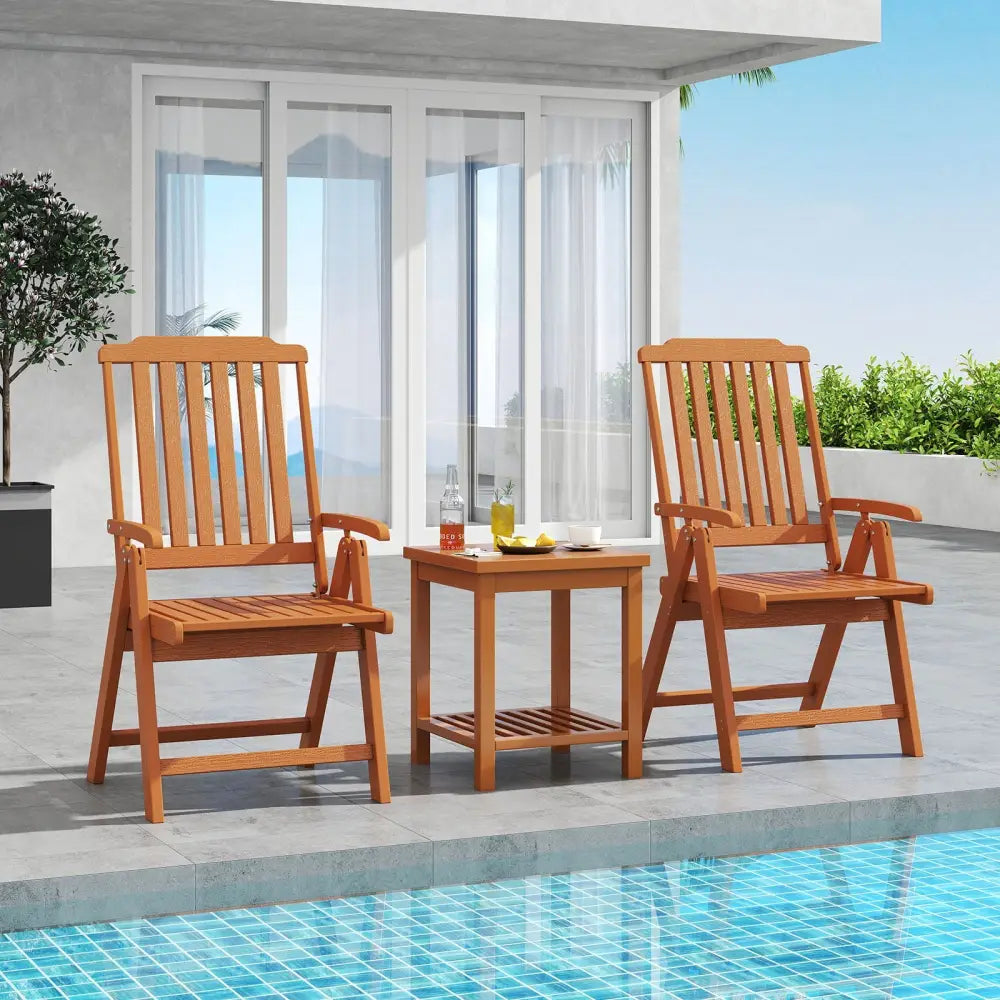 Foldable Patio Chair All-Weather HDPE Outdoor Dining Chair with Armrest-Brown - Brown - Patio Dining Chairs