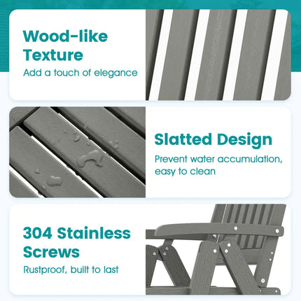 Foldable Patio Chair All-Weather HDPE Outdoor Dining Chair with Armrest-Gray - Gray - Patio Dining Chairs