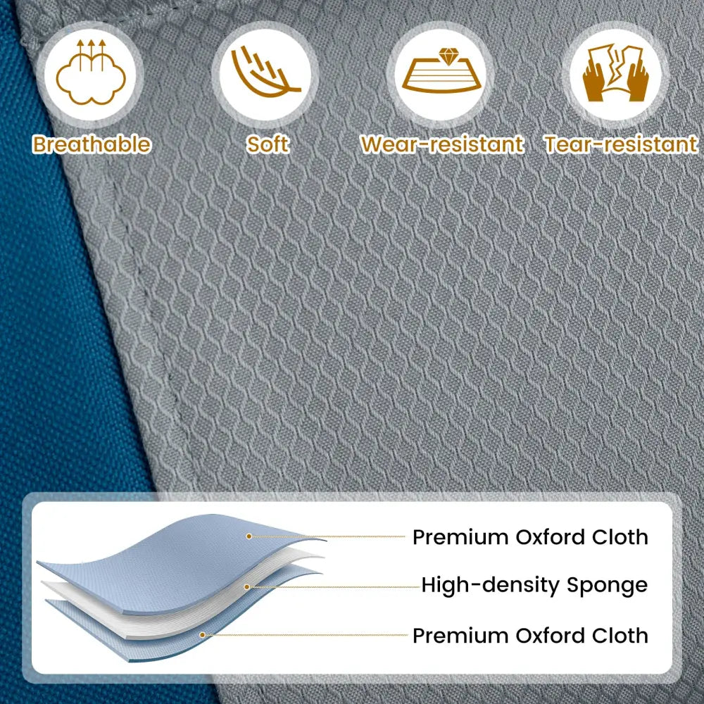 Foldable Rocking Padded Portable Camping Chair with Backrest and Armrest-Blue - Blue - Patio Rocking Chairs & Gliders