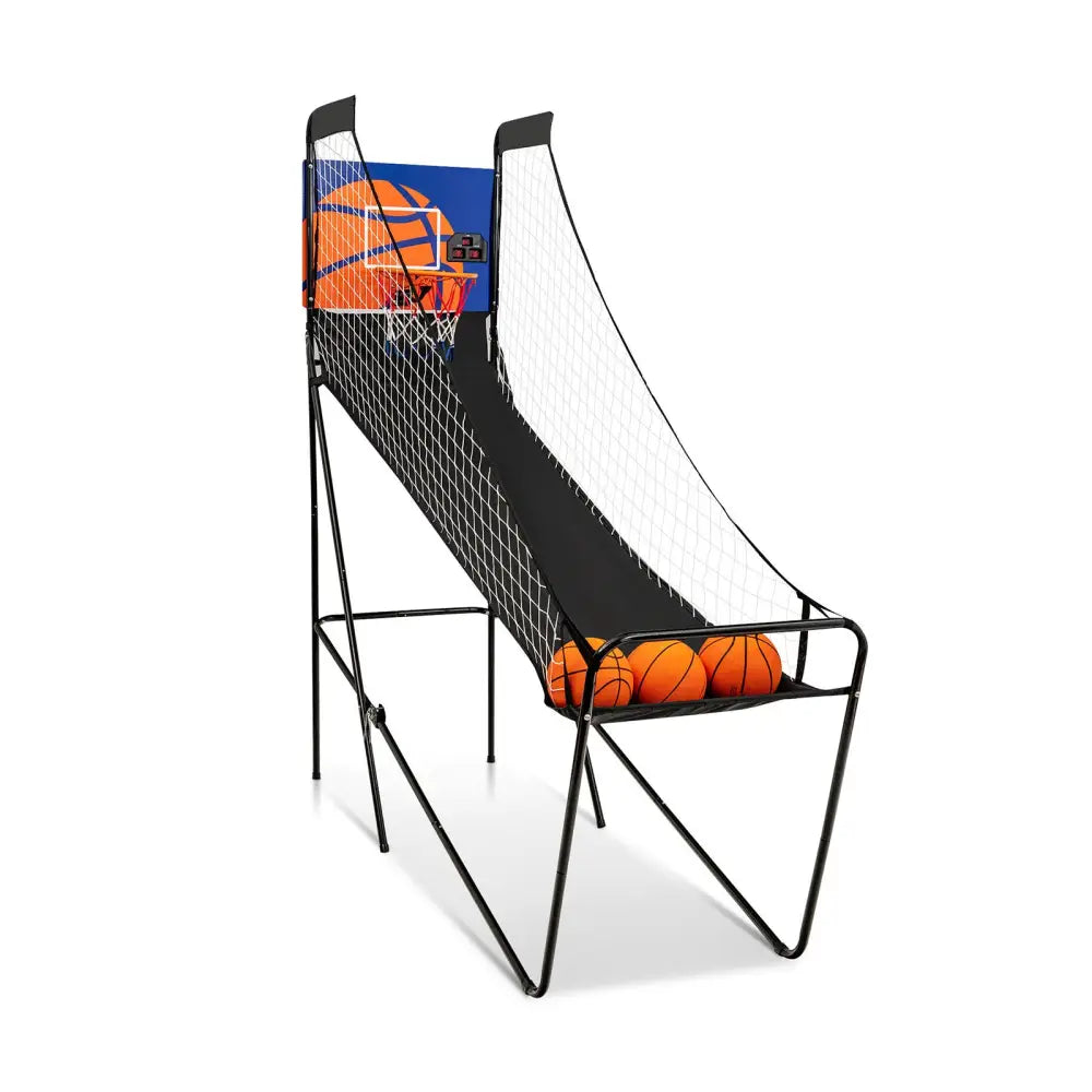 Foldable Single Shot Basketball Arcade Game with Electronic Scorer and Basketballs - Black - Game Room