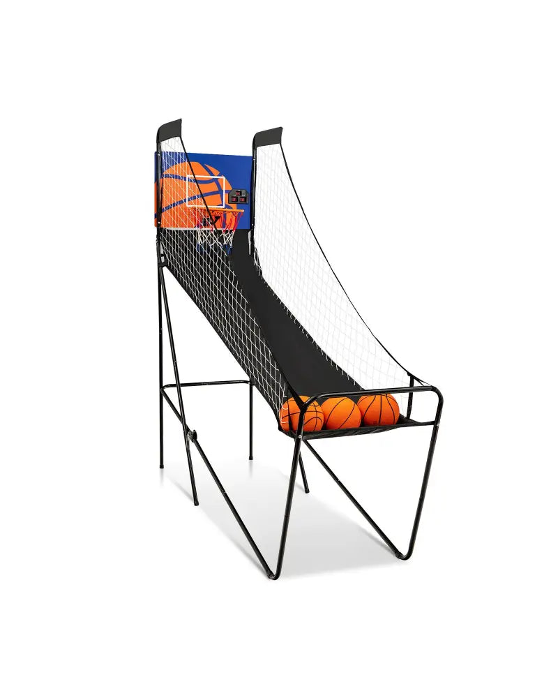 Foldable Single Shot Basketball Arcade Game with Electronic Scorer and Basketballs - Black - Game Room