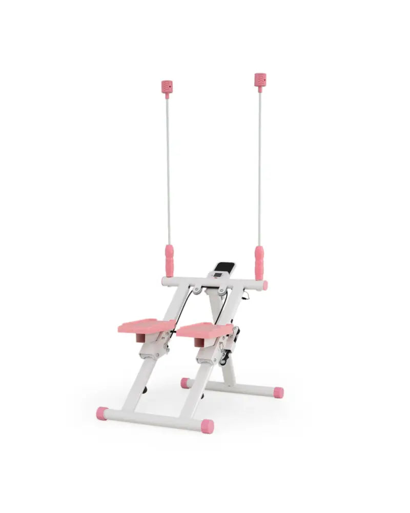 Foldable Stair Stepper with Detachable Handlebar-White - White - Exercise Machines