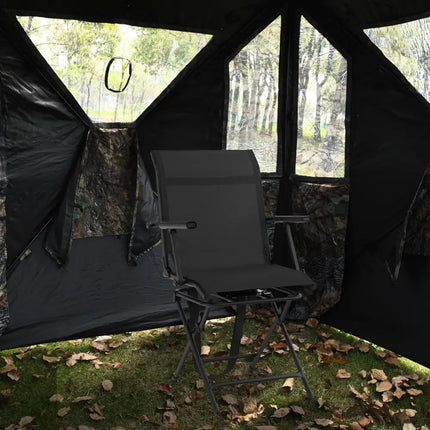 Foldable Swivel Patio Chair with Armrest and Mesh Back-Black - Black - Camping Furniture