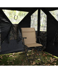 Foldable Swivel Patio Chair with Armrest and Mesh Back-Coffee - Coffee - Camping Furniture