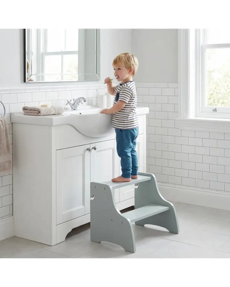 Foldable Toddler Step Stool with Chalkboards 2-Step Stool-Gray - Gray - Nursery Furniture