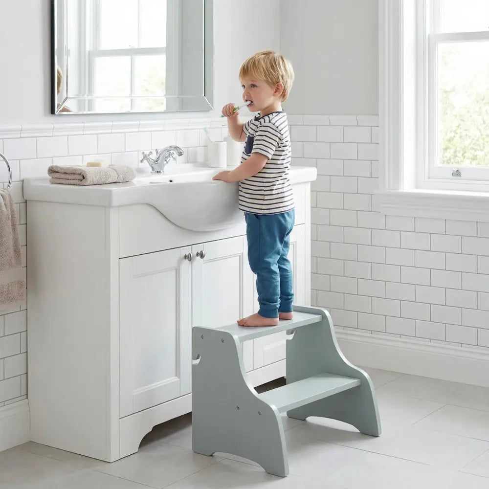 Foldable Toddler Step Stool with Chalkboards 2-Step Stool-Gray - Gray - Nursery Furniture