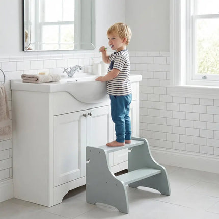 Foldable Toddler Step Stool with Chalkboards 2-Step Stool-Gray - Gray - Nursery Furniture