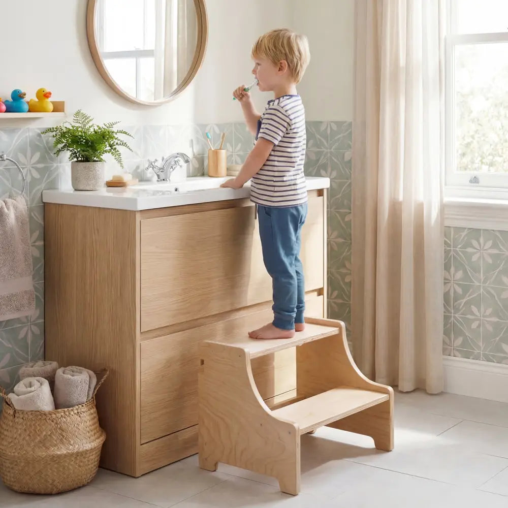 Foldable Toddler Step Stool Wooden Kitchen Standing Tower with 2-Step Stool - Toddler & Kids Furniture