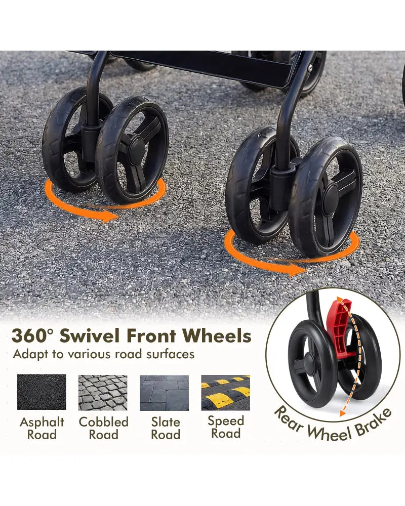 Foldable Twin Baby Double Stroller Ultralight Umbrella Kids Stroller-Black - Black - Baby Strollers