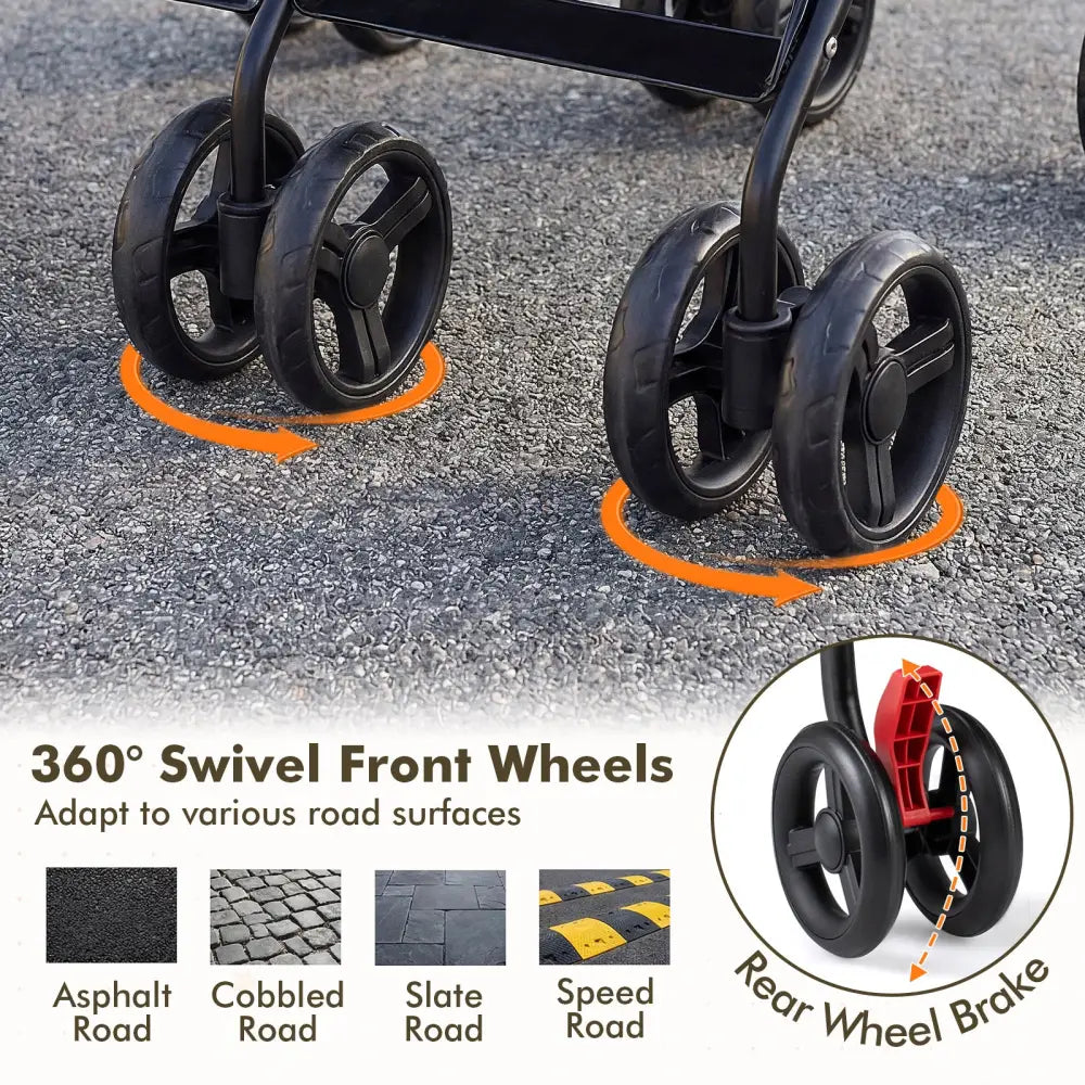 Foldable Twin Baby Double Stroller Ultralight Umbrella Kids Stroller-Black - Black - Baby Strollers
