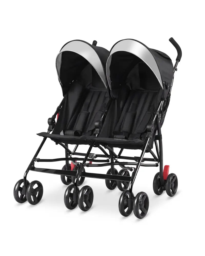 Foldable Twin Baby Double Stroller Ultralight Umbrella Kids Stroller-Black - Black - Baby Strollers