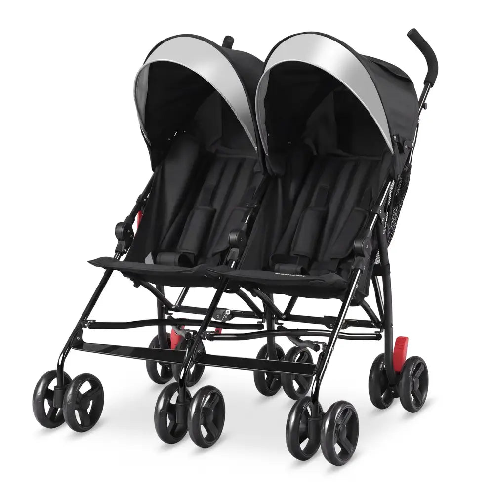 Foldable Twin Baby Double Stroller Ultralight Umbrella Kids Stroller-Black - Black - Baby Strollers