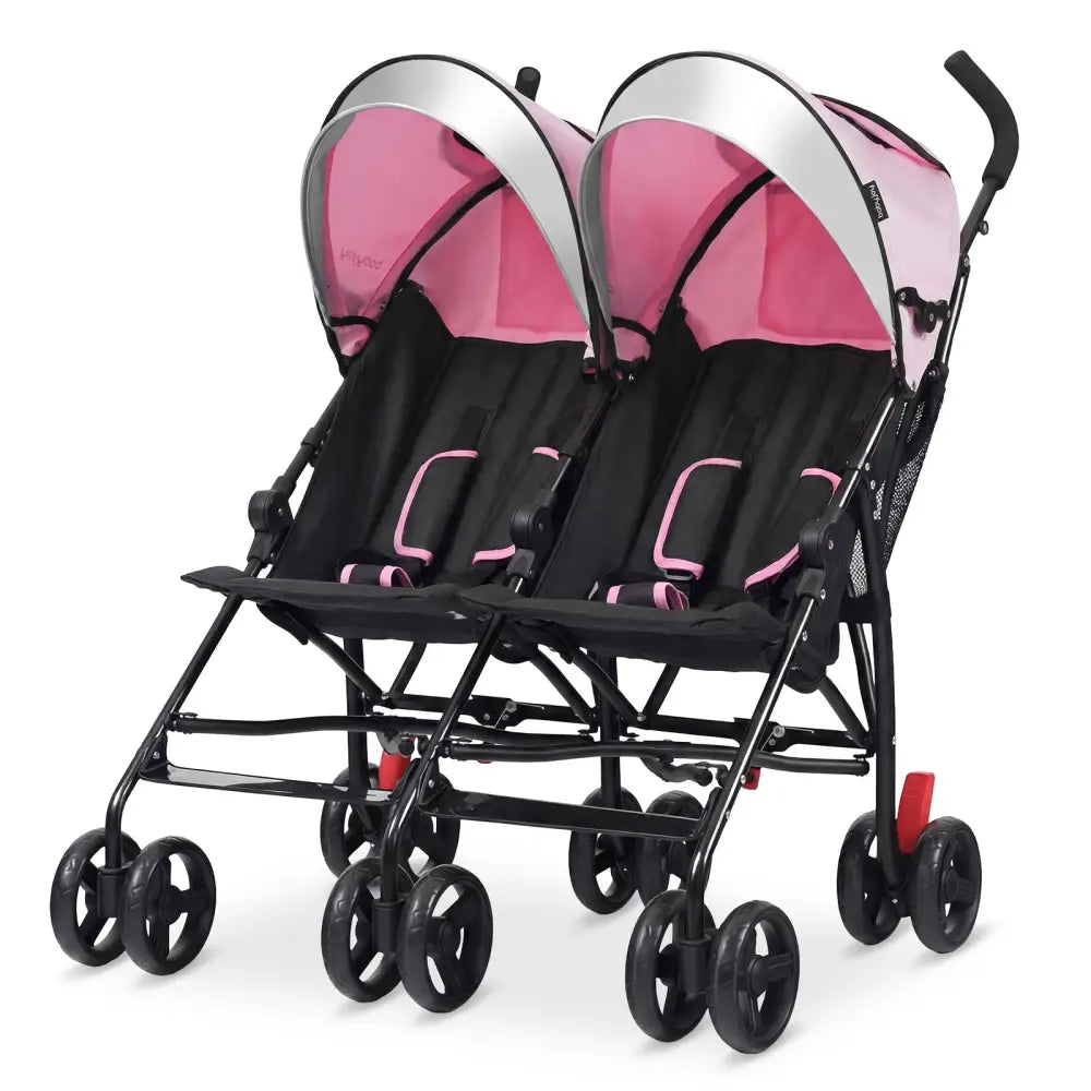 Foldable Twin Baby Double Stroller Ultralight Umbrella Kids Stroller-Pink - Pink - Baby Strollers