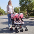 Foldable Twin Baby Double Stroller Ultralight Umbrella Kids Stroller-Pink - Pink - Baby Strollers