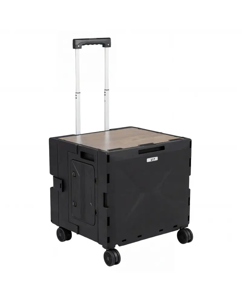 Foldable Utility Cart on 4 Rotate Wheels with Cup Holder-Black - Black - Camping Furniture