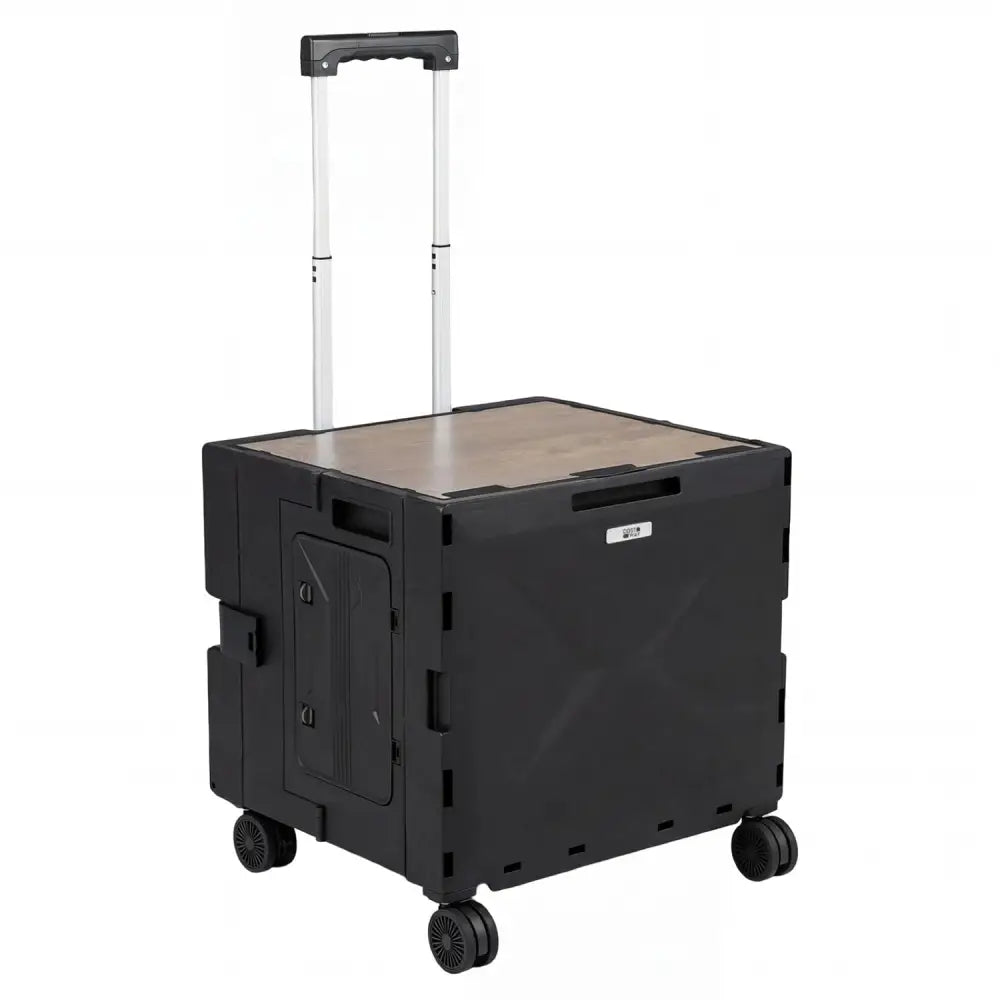 Foldable Utility Cart on 4 Rotate Wheels with Cup Holder-Black - Black - Camping Furniture