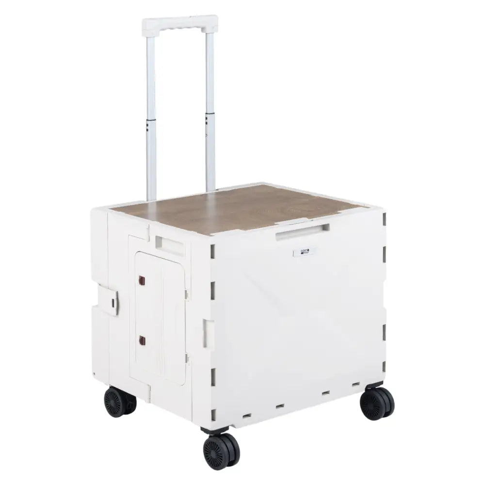 Foldable Utility Cart on 4 Rotate Wheels with Cup Holder-White - White - Camping Furniture