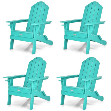 Foldable Weather Resistant Patio Chair with Built-in Cup Holder-Turquoise - Turquoise - Adirondack Chairs