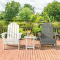 Foldable Weather Resistant Patio Chair with Built-in Cup Holder-Gray - Gray - Adirondack Chairs
