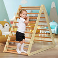 Foldable Wooden Climbing Triangle Indoor with Ladder for Toddler Baby-Natural - Natural - Climbers & Slides