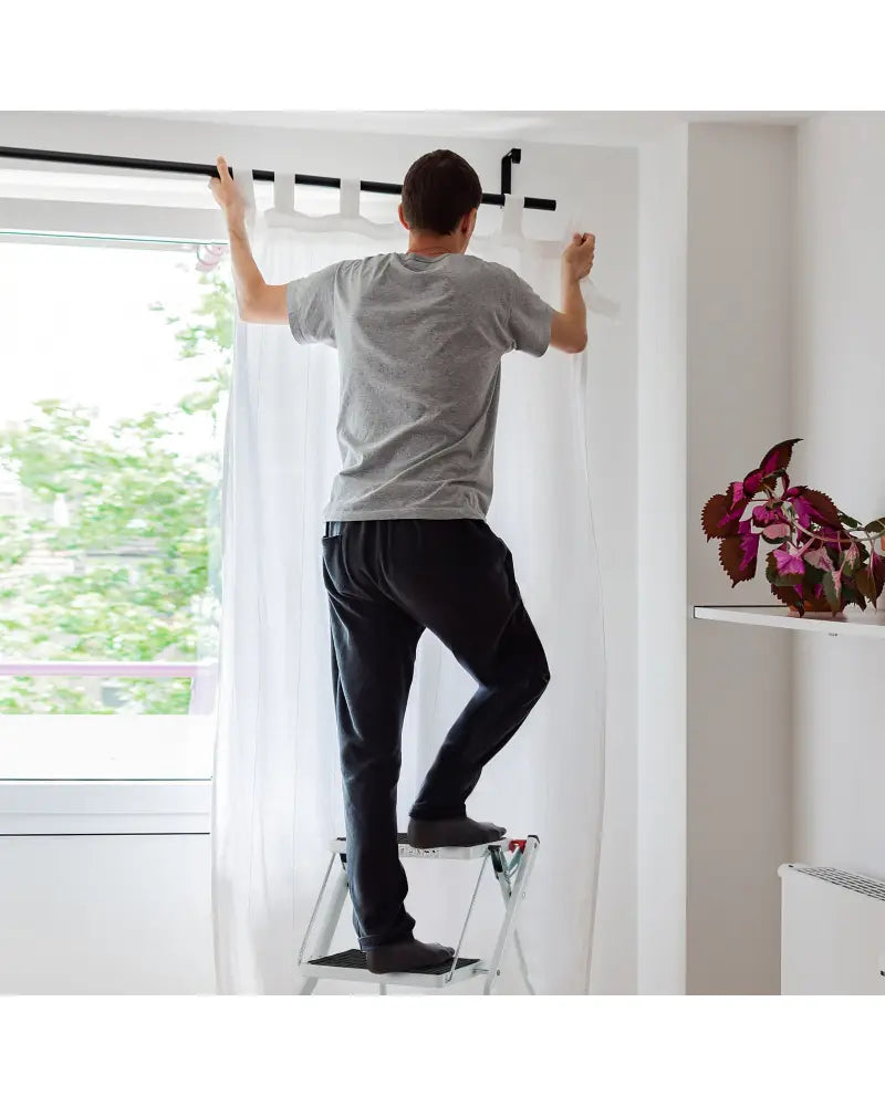 Folding 2 Step Ladder wiht Anti-Slip Pedal and Large Foot Pads-Black & White - Black & White - Ladders