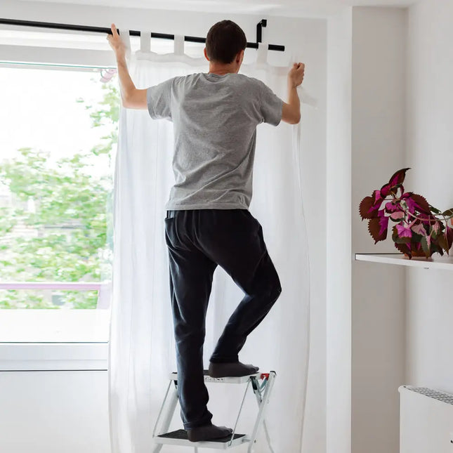 Folding 2 Step Ladder wiht Anti-Slip Pedal and Large Foot Pads-Black & White - Black & White - Ladders