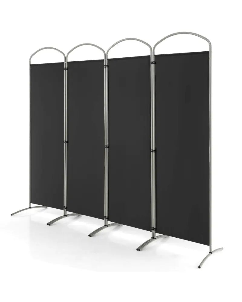 Folding 4-Panel Room Divider for Home Office Living Room-Black - Black - Room Dividers
