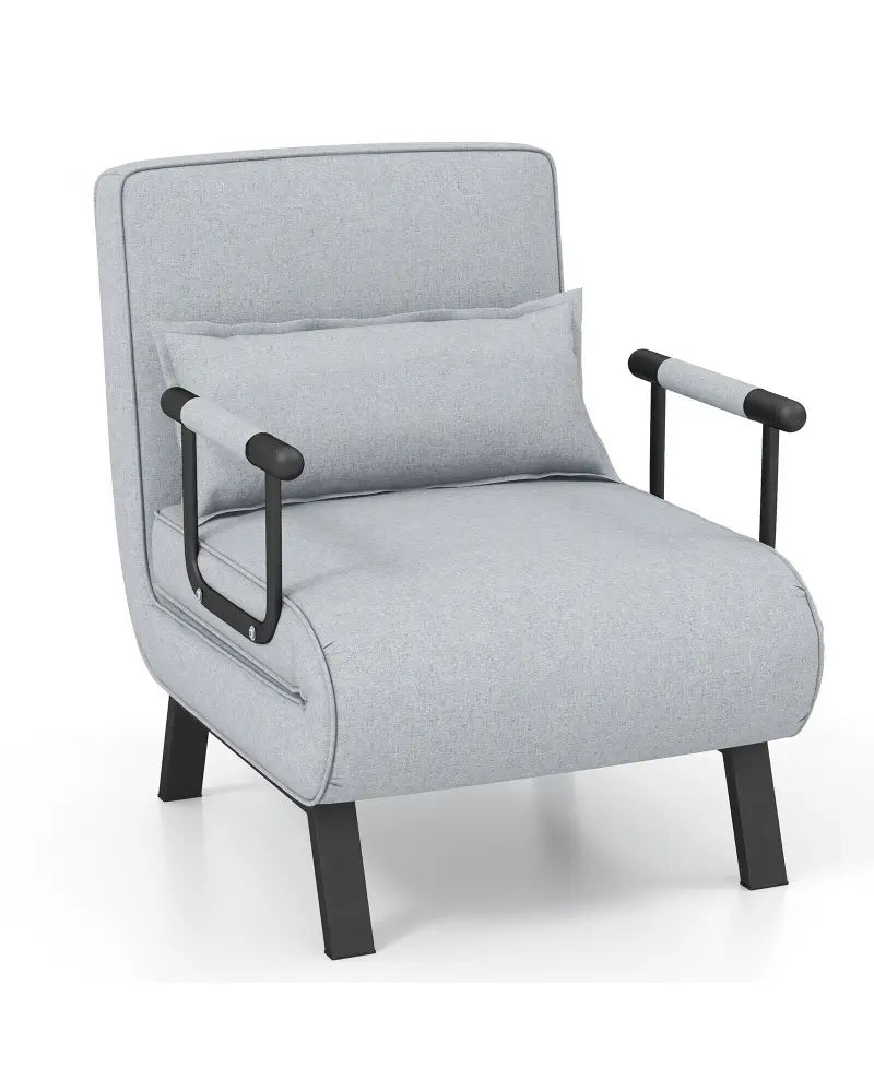 Folding 6 Position Convertible Sleeper Bed Armchair Lounge with Pillow-Light Gray - Light Gray - Accent Chairs