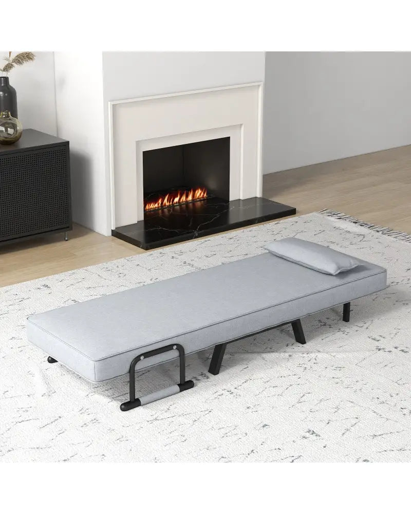 Folding 6 Position Convertible Sleeper Bed Armchair Lounge with Pillow-Light Gray - Light Gray - Accent Chairs