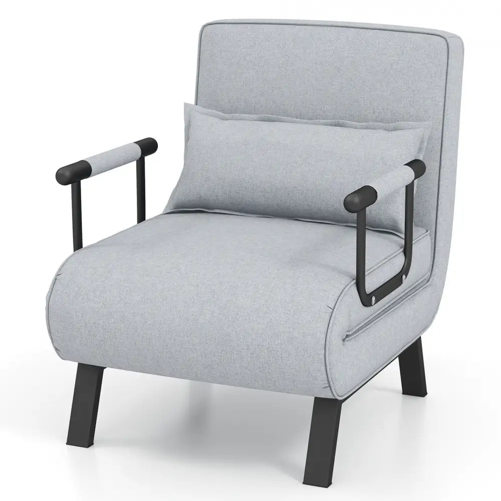 Folding 6 Position Convertible Sleeper Bed Armchair Lounge with Pillow-Light Gray - Light Gray - Accent Chairs