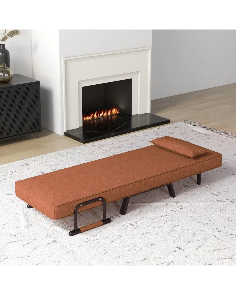 Folding 6 Position Convertible Sleeper Bed Armchair Lounge Couch with Pillow-Coffee - Coffee - Accent Chairs