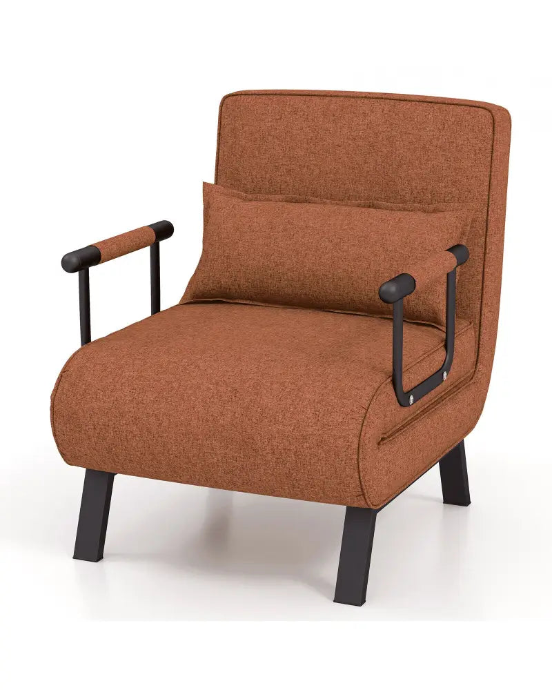 Folding 6 Position Convertible Sleeper Bed Armchair Lounge Couch with Pillow-Coffee - Coffee - Accent Chairs