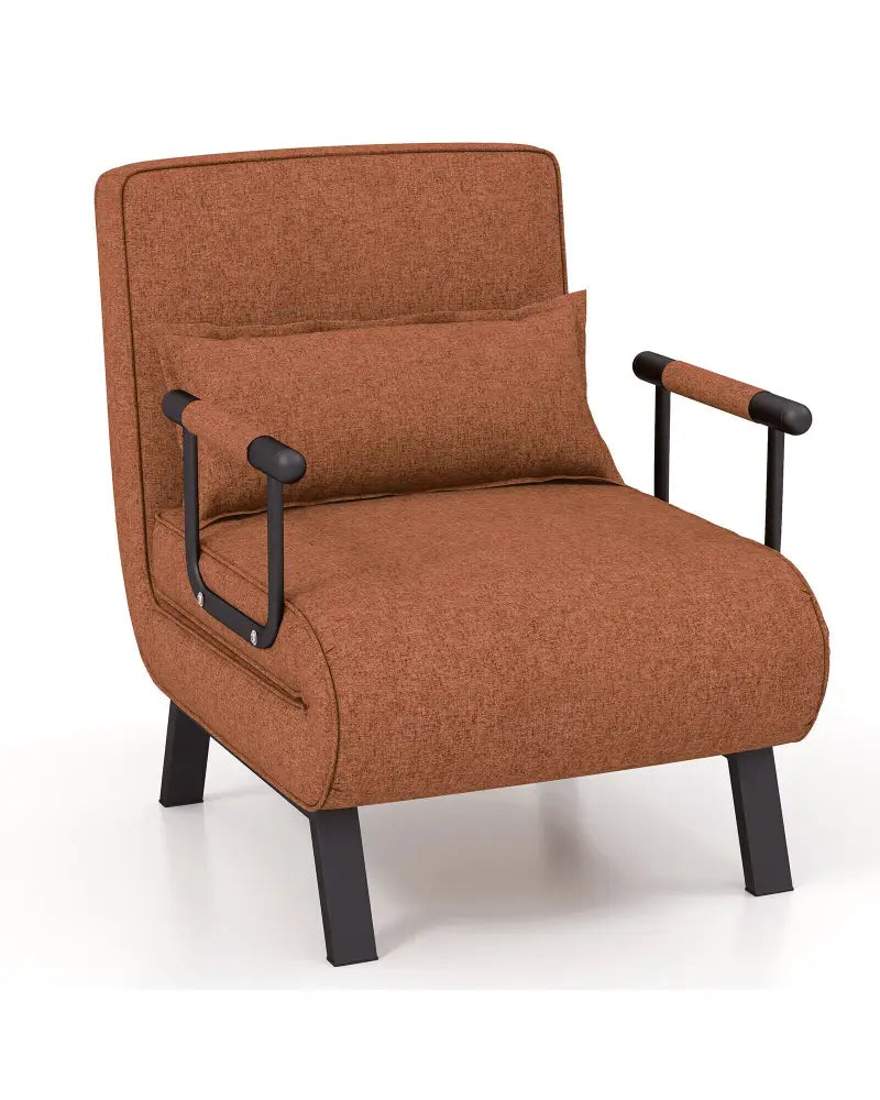 Folding 6 Position Convertible Sleeper Bed Armchair Lounge Couch with Pillow-Coffee - Coffee - Accent Chairs