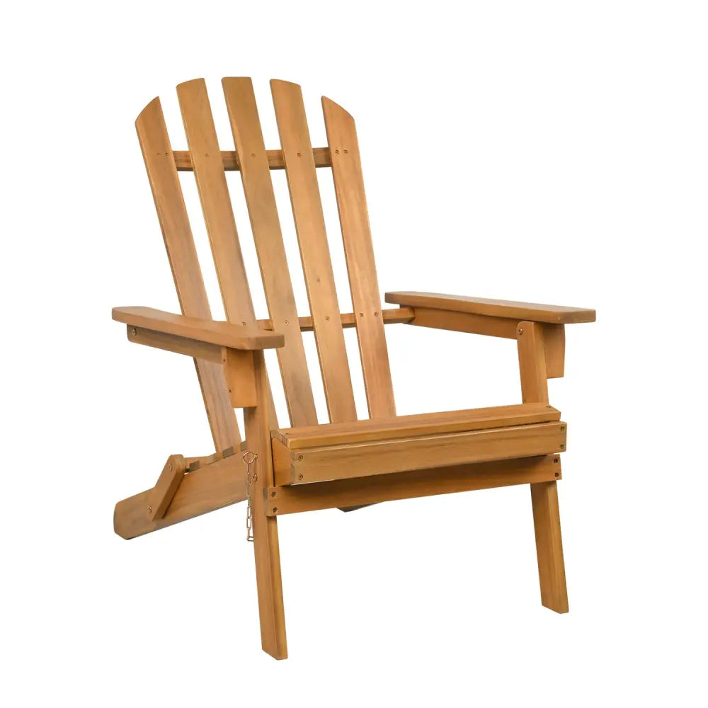 Folding Acacia Wood Oversized Adirondack Chair - Natural - Adirondack Chairs