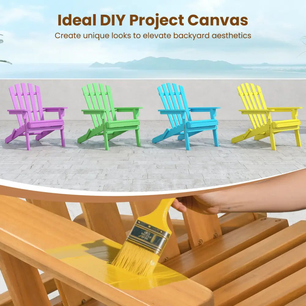 Folding Acacia Wood Oversized Adirondack Chair - Natural - Adirondack Chairs