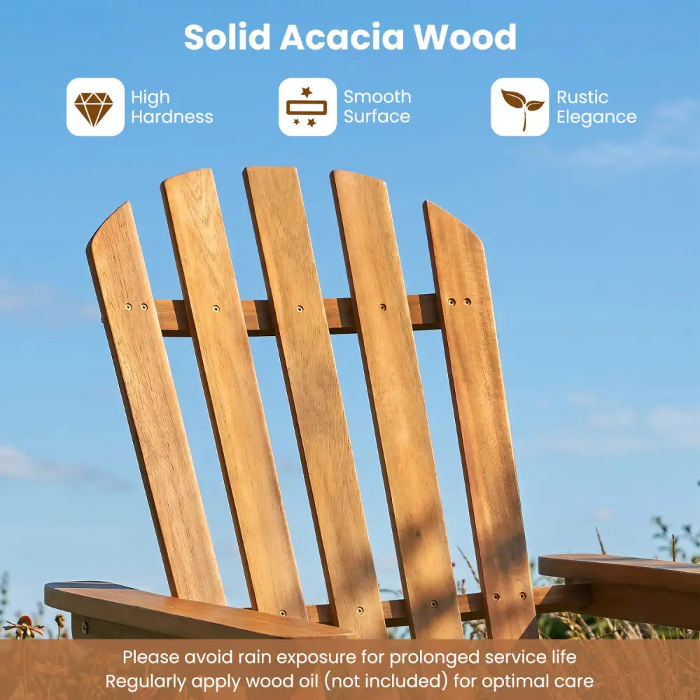 Folding Acacia Wood Oversized Adirondack Chair - Natural - Adirondack Chairs